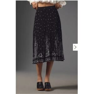Anthropologie Farm Rio Floral Pleated Midi Skirt XXS